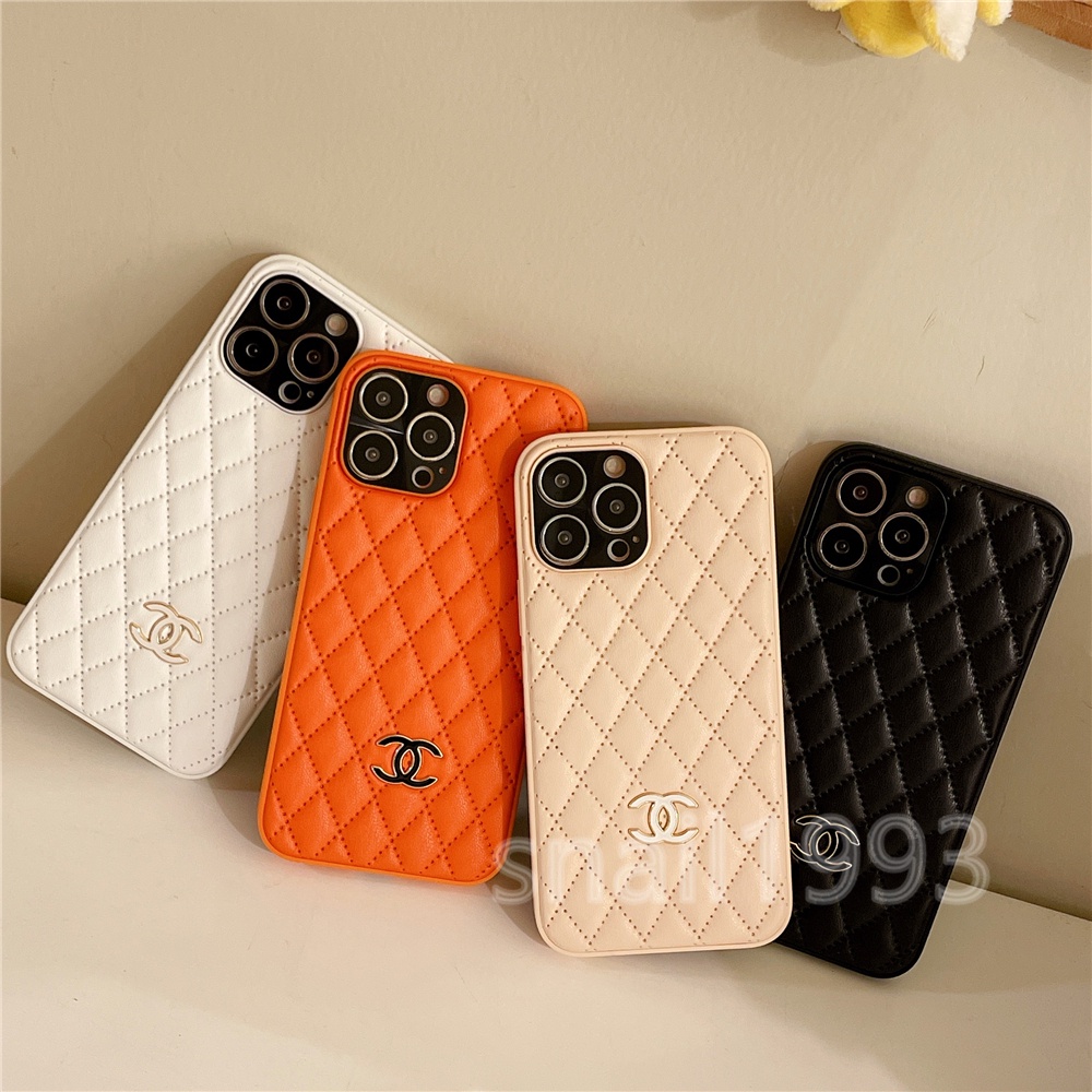 CHANEL Ốp điện thoại da thêu đính đá thời trang sang trọng cho iPhone 13 Pro Max 12 Pro Max 11 Pro Max X XS XR XSMax 8 7 6 Plus