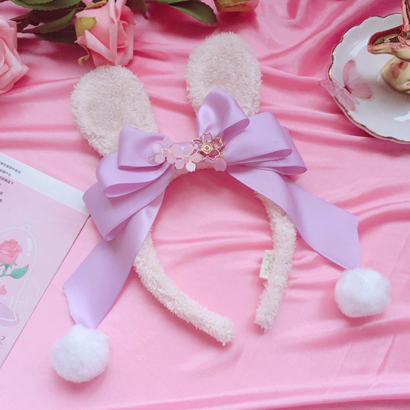 Băng Đô Tai Thỏ Bằng Lông Nhung Phong Cách Lolita Nhật Bản Dễ Thương