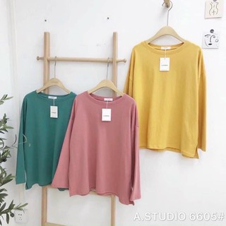 Áo pull cotton dáng thụng dấu quần dài tay