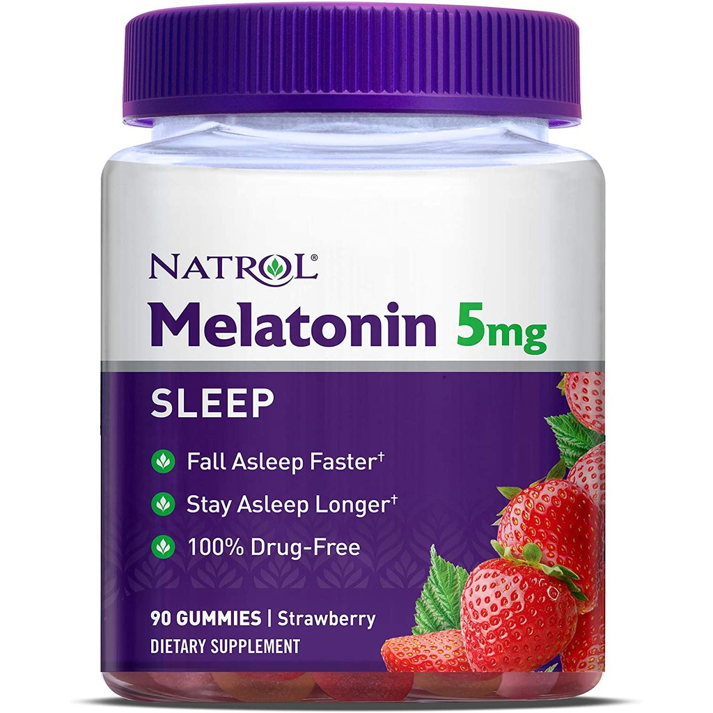 Kẹo dẻo Natrol vị dâu Gummies kẹo ngủ Natrol Melatonin Sleep 5mg 90 viên, chính hãng, nhập Mỹ