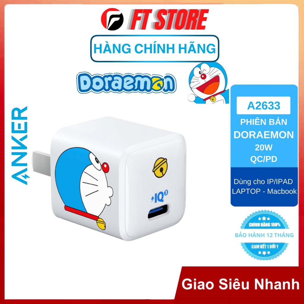 Củ Sạc ANKER A2633 Phiên Bản Doraemon PowerPort III Nano 20W Sạc Nhanh
