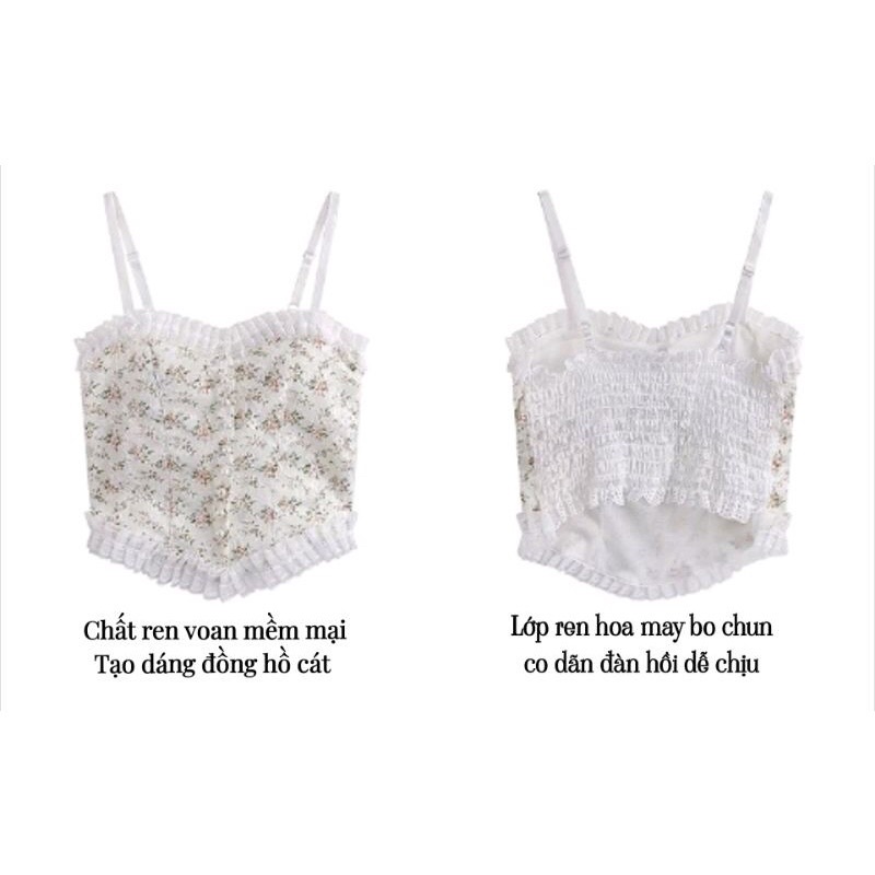 MẪU MỚI*Áo bra ren hoa nhí đính khuy,Áo hai dây mẫu mới croptop BAO ĐẸP LUÔN !(ảnh thật)