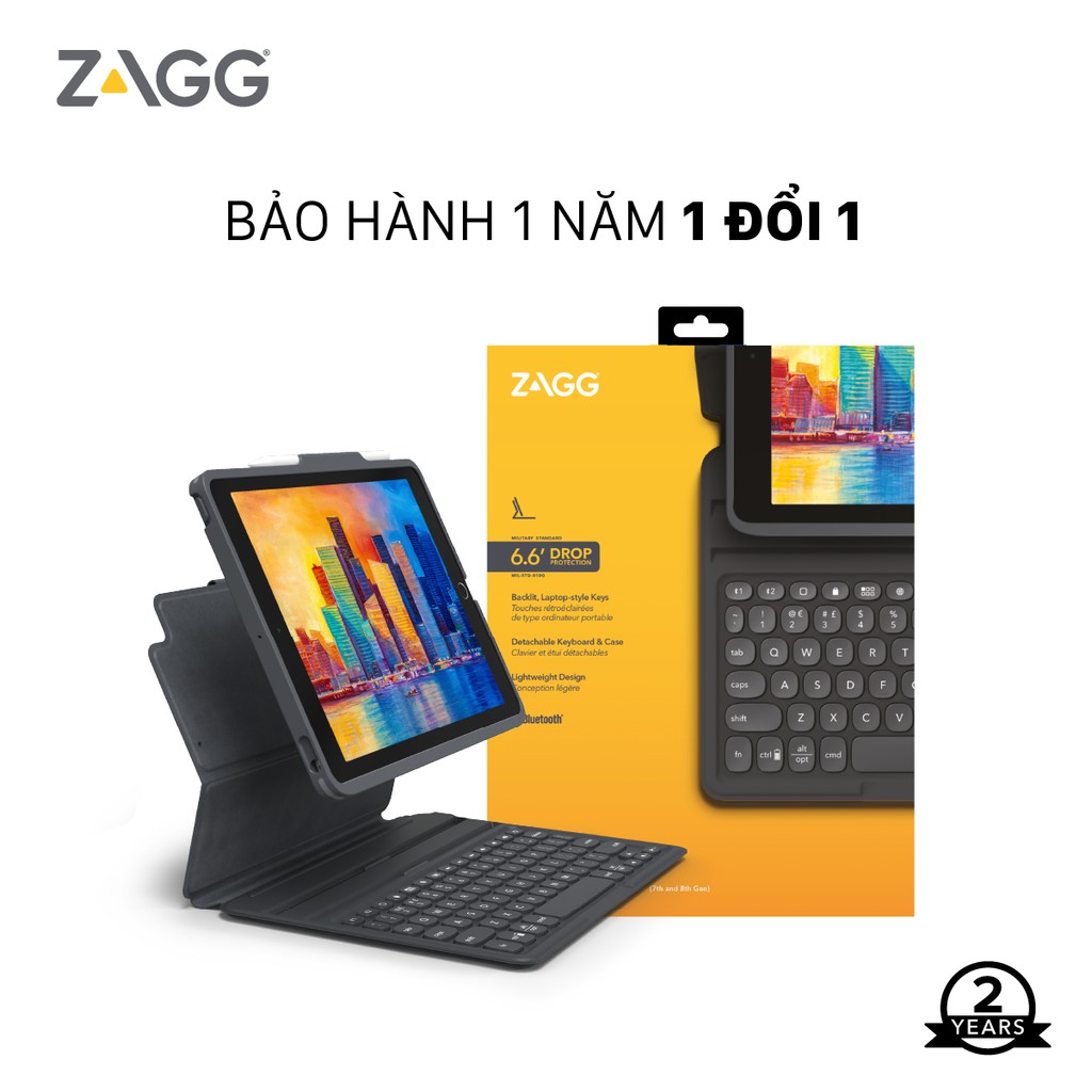 Ốp lưng kèm bàn phím ZAGG Pro Keys iPad 10.2 inch - 103407134