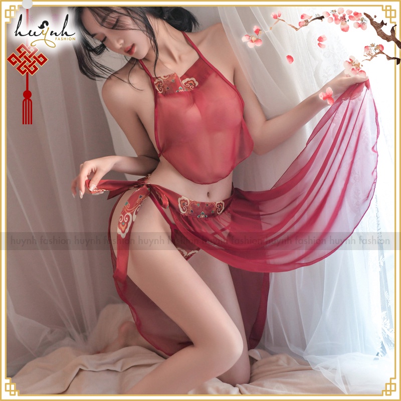 Áo Choàng Kèm Yếm Xuyên Thấu Hóa Trang Cổ Trang Trung Hoa Cao Cấp Sexy Chinese Hanfu Cosplay - CO21