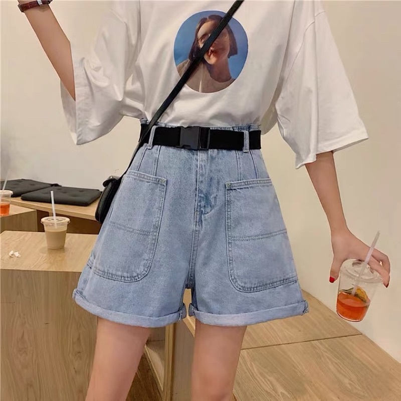 Quần Short Jeans Nữ Nút Hông , Quần ngố bò xuông NB214 | BigBuy360 - bigbuy360.vn