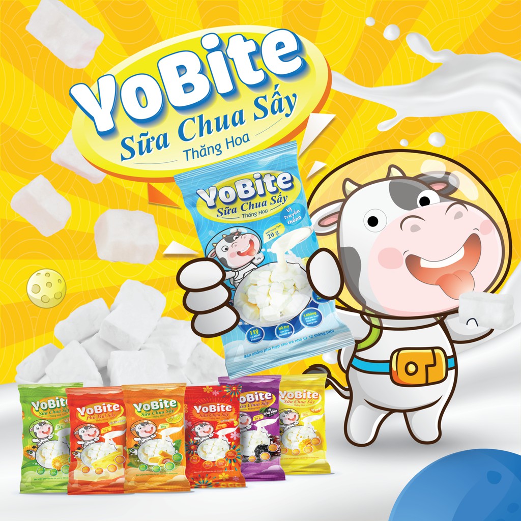 Sữa chua khô ăn dặm YoBite Kids vị dâu - Hỗ trợ tiêu hóa, ngừa biếng ăn
