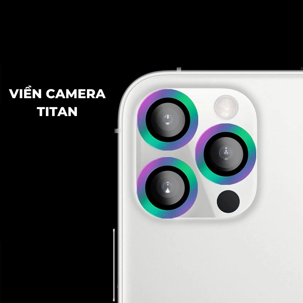 Viền camera dành cho iphone 11/11pro/11promax/12/12mini/12pro/12promax - Màu titan ánh 7 sắc cầu vồng