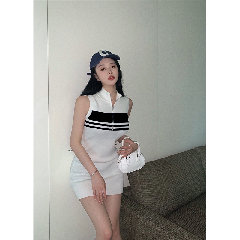 Cocory vn Đầm Mini Dáng Ôm Họa Tiết Kẻ Sọc Thời Trang Mùa Hè Quyến Rũ Cho Nữ