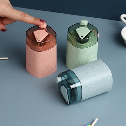 Hộp Đựng Tăm Lúa Mạch Thông Minh Có Nút Bấm Tự Động