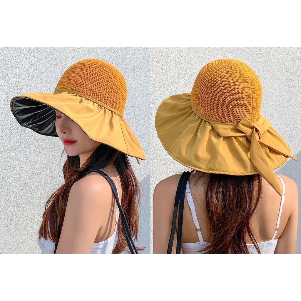 Nón Vành 2 Lớp Chống UV Đan Lưới Kiểu Cói Hot Trend