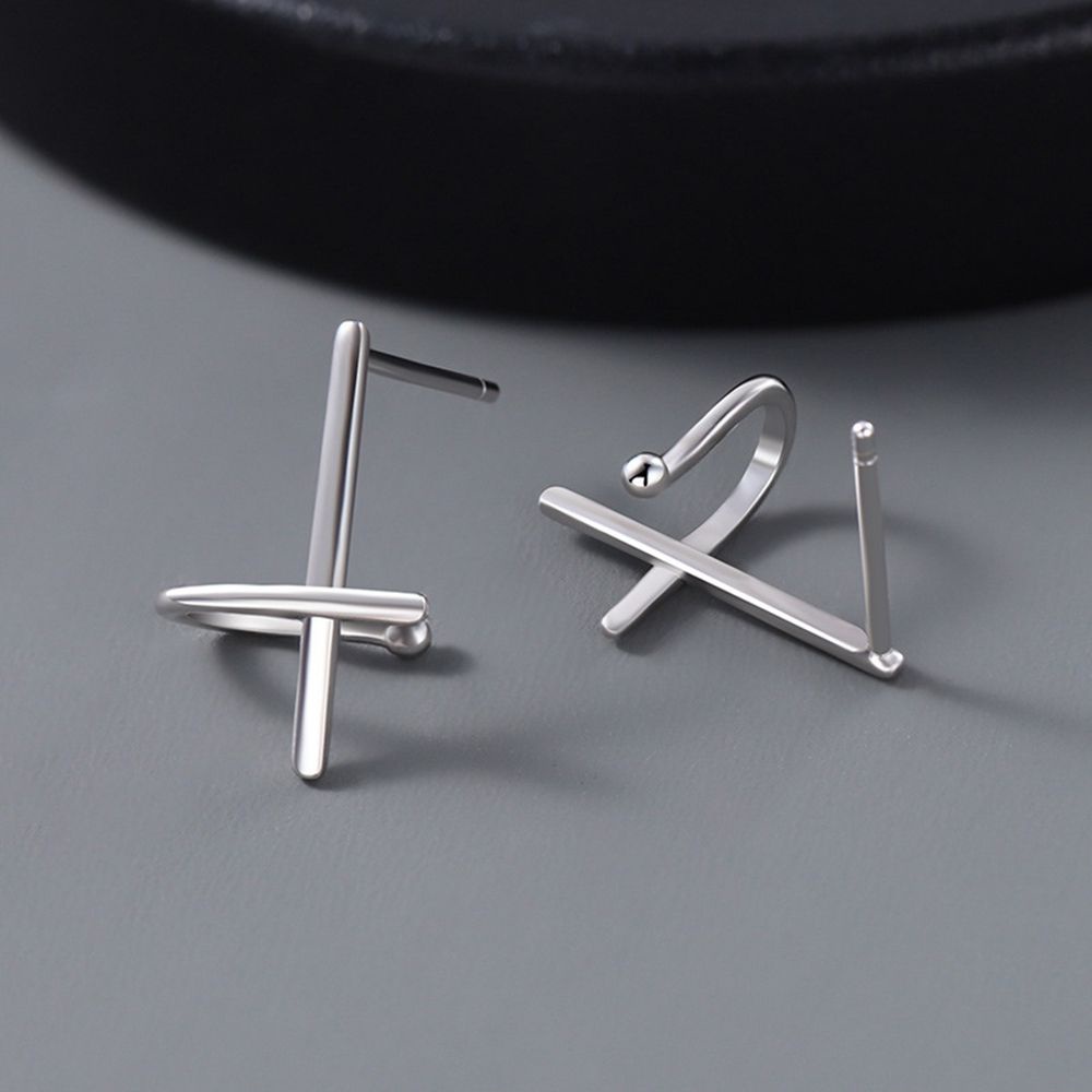 Bông tai kim loại hình học phong cách hàn quốc cá tính dành cho nam và nữ