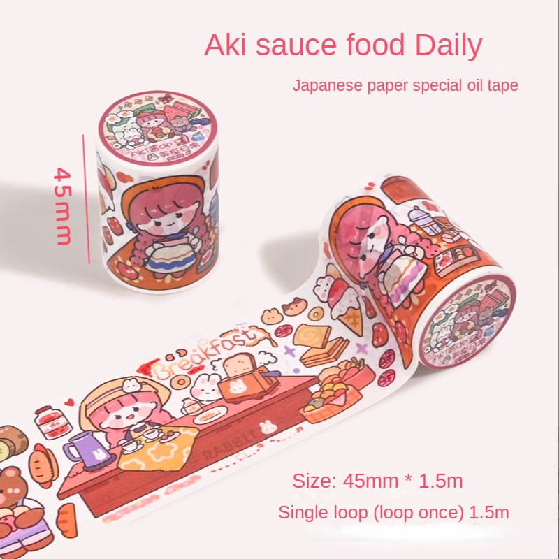 Cuộn Băng Keo Giấy Washi Họa Tiết Hoạt Hình Sáng Tạo Trang Trí Thủ Công