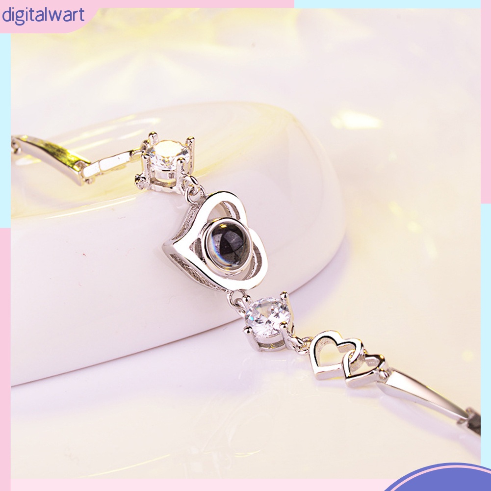 Vòng tay kim loại mặt trái tim khắc chữ I Love You