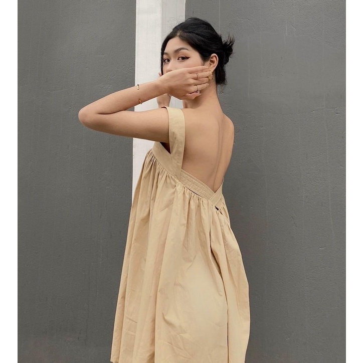 Đầm Ngắn BABYDOLL YIKO DRESS HỞ LƯNG thiết kế đan dây chéo quyến rũ phong cách hàn quốc ullzang form rộng oversize
