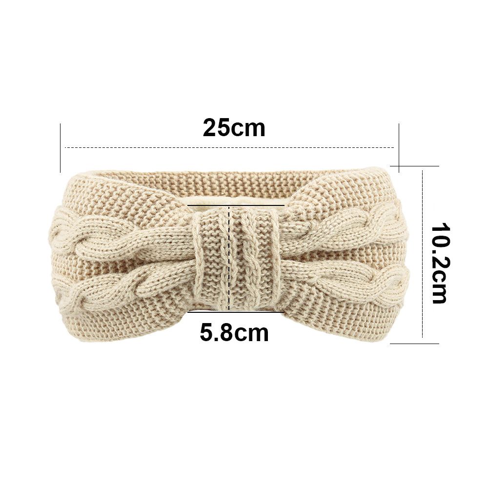 Băng đô vải len mềm co giãn bản rộng đính nơ thời trang thu đông cho nữ