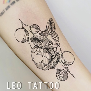 Hình Xăm Dán Chống Nước Họa Tiết Hình Học Cáo Chụp Ảnh, Đóng Phim, Dễ Dàng Tẩy Xóa - Dùng 2-5 Ngày (21x11cm)