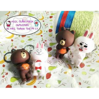 Combo cặp móc khoá Thỏ Cony-Gấu Brown