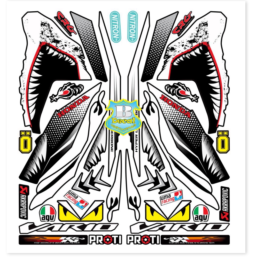 ( Quí khách vui lòng mang ra tiệm cho thợ dán ) Tem vario 2020 cá mập đen