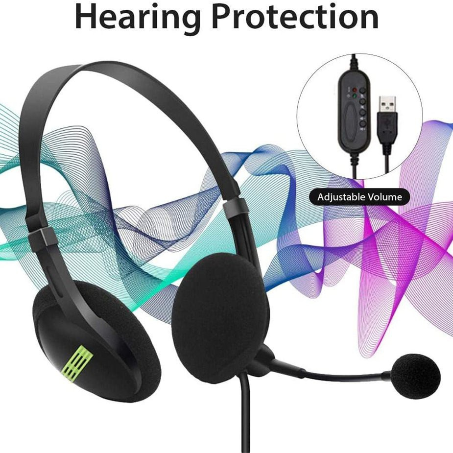 Tai Nghe Chụp Tai Có Dây Kèm Mic Chống Ồn Tiện Dụng Cho Máy Tính Laptop
