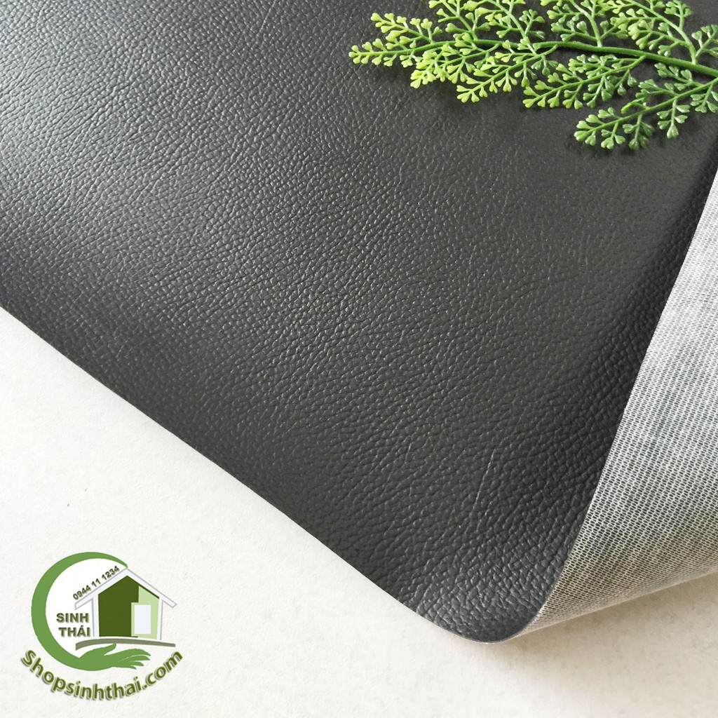 Vải da simili PVC Khổ 1,4m - vải giả da may túi, làm dép, bọc ghế sofa - màu đen có vân