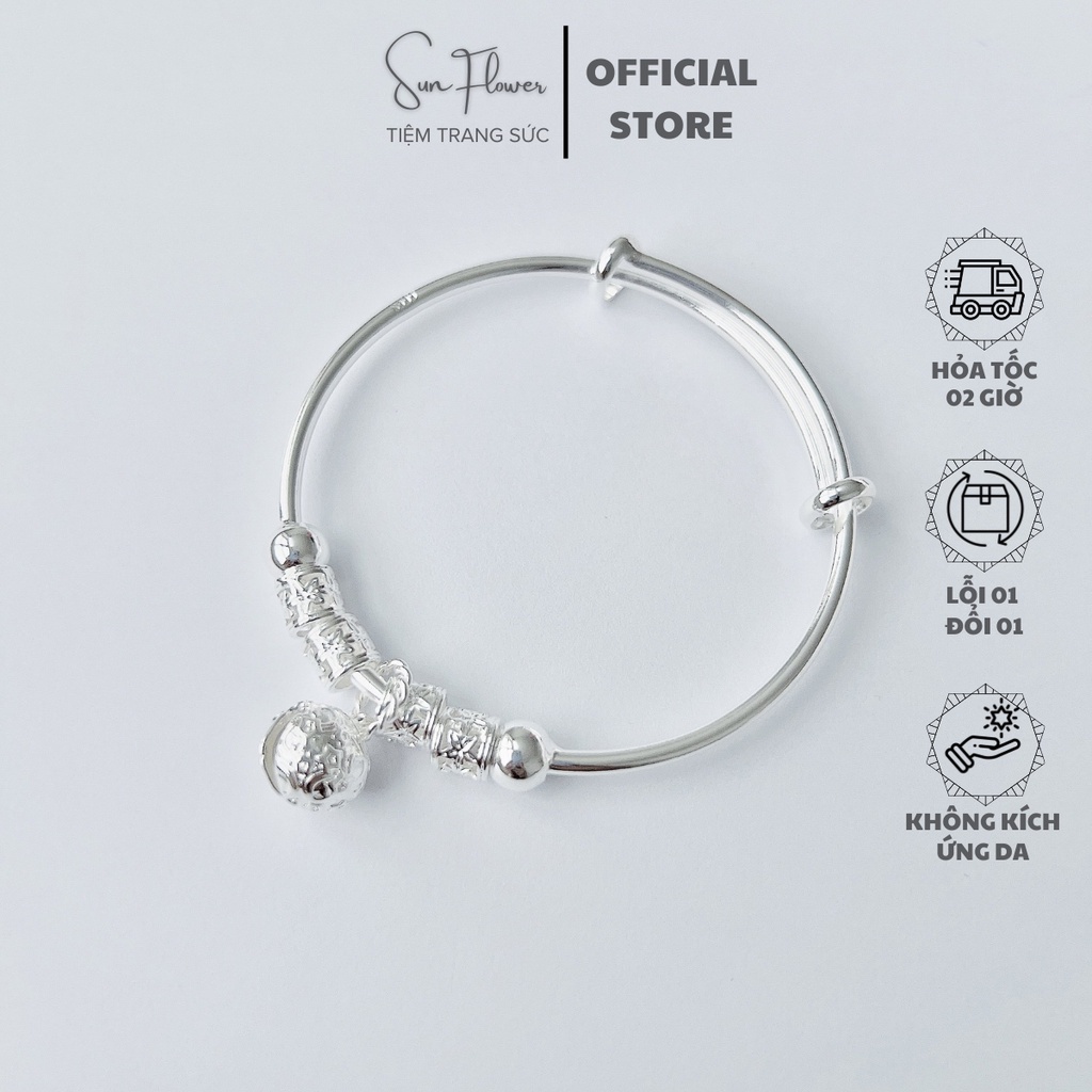 BÁN LỖ_ Vòng tay bạc nữ S925 kèm chuông Sunflower SUN11