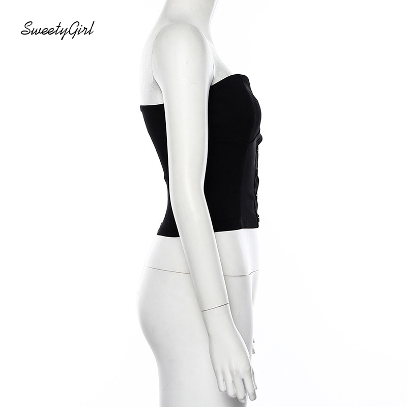 Áo ống cắt thấp màu trơn cài nút áo trước ngực quyến rũ dễ phối đồ dành cho phái nữ | BigBuy360 - bigbuy360.vn