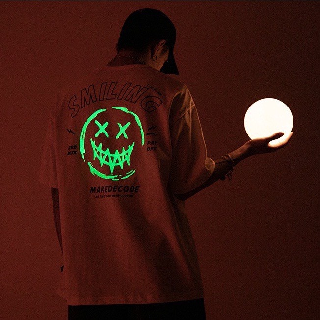 Áo thun Smiling dạ quang phát sáng trong bóng tối cool ngầu dành cho nam nữ