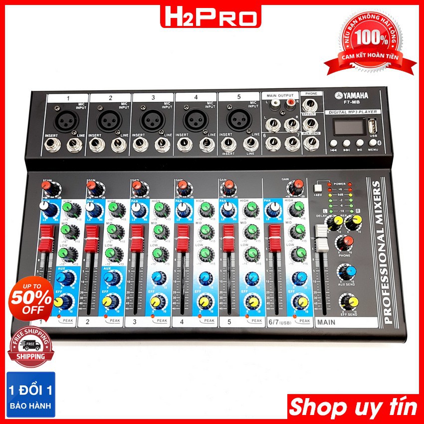 [RẺ VÔ ĐỊCH] Mixer yamaha F7-MB có bluetooth, chất âm hay, Mixer Yamaha karaoke chống hú tuyệt đối cho dàn nhạc gia đình