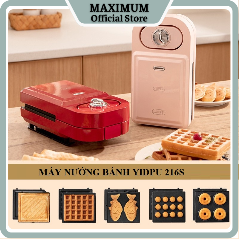 Máy Nướng Kẹp Bánh Mì Sandwich Yidpu 216S Có Chức Năng Hẹn Giờ , Siêu Tiện Ích, Đa Dạng Các Loại Khuôn Nướng