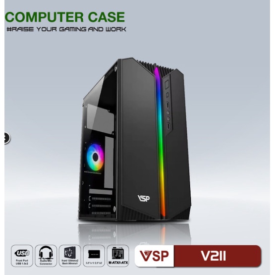 Case VSP V211 Có Sẵn LED RGB Nắp Hông Kính Cường Lực