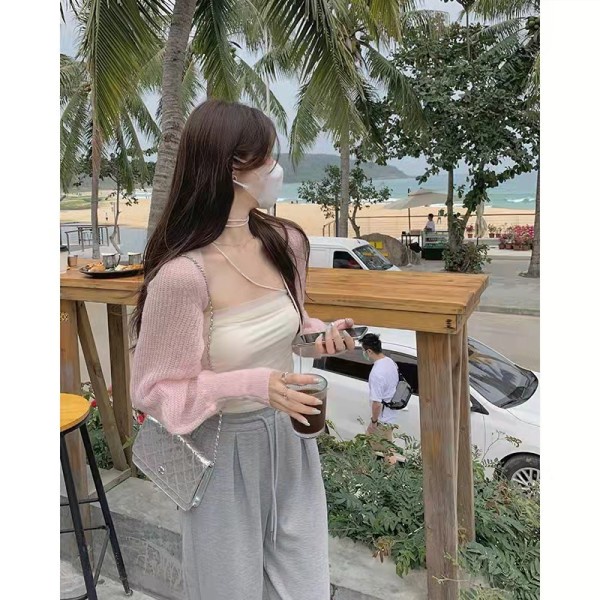 Áo Cardigan Dệt Kim Tay Dài Màu Trơn Dễ Phối Đồ Thời Trang Phong Cách Hàn Quốc
