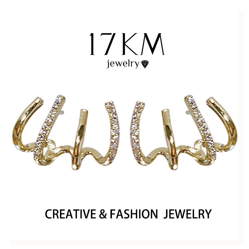 Bông tai 17KM nhiều lớp mạ vàng đơn giản cho nữ