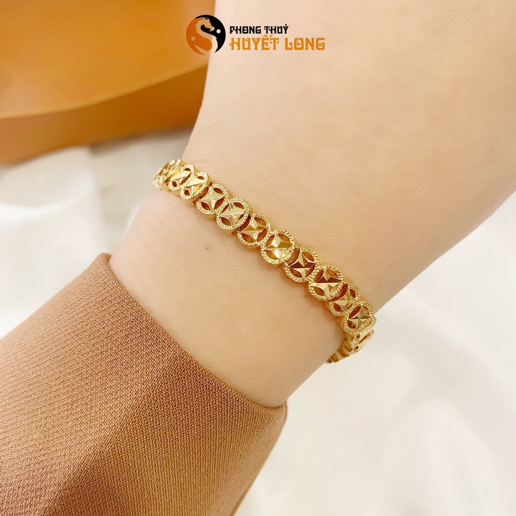 Lắc Tay Nữ Mạ 18K Kiểu Ngôi Sao Rỗng Thời Trang Cao Cấp, Vòng Tay Mạ Vàng