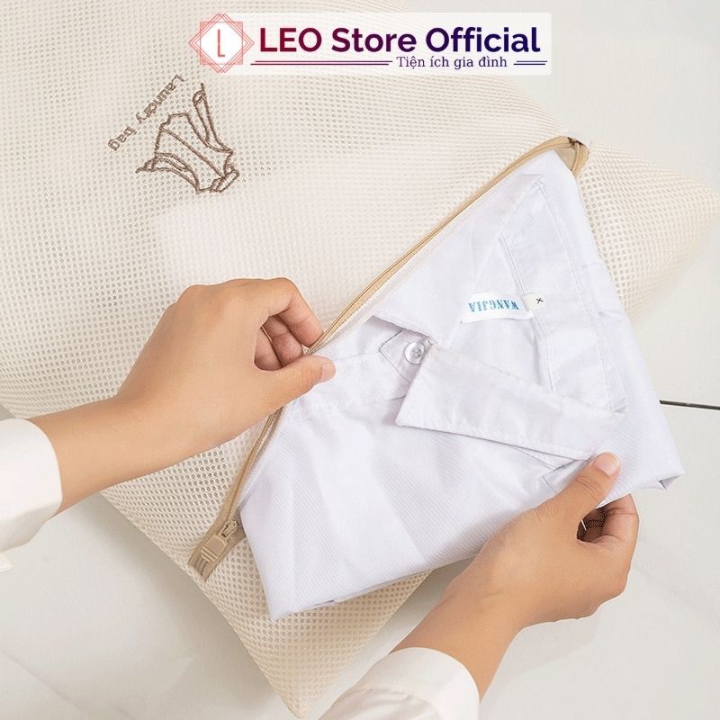 Túi giặt đồ máy giặt 3 lớp cao cấp, Túi lưới giặt quần áo đồ lót có thêu hoa văn phân loại tiện lợi Leos | BigBuy360 - bigbuy360.vn