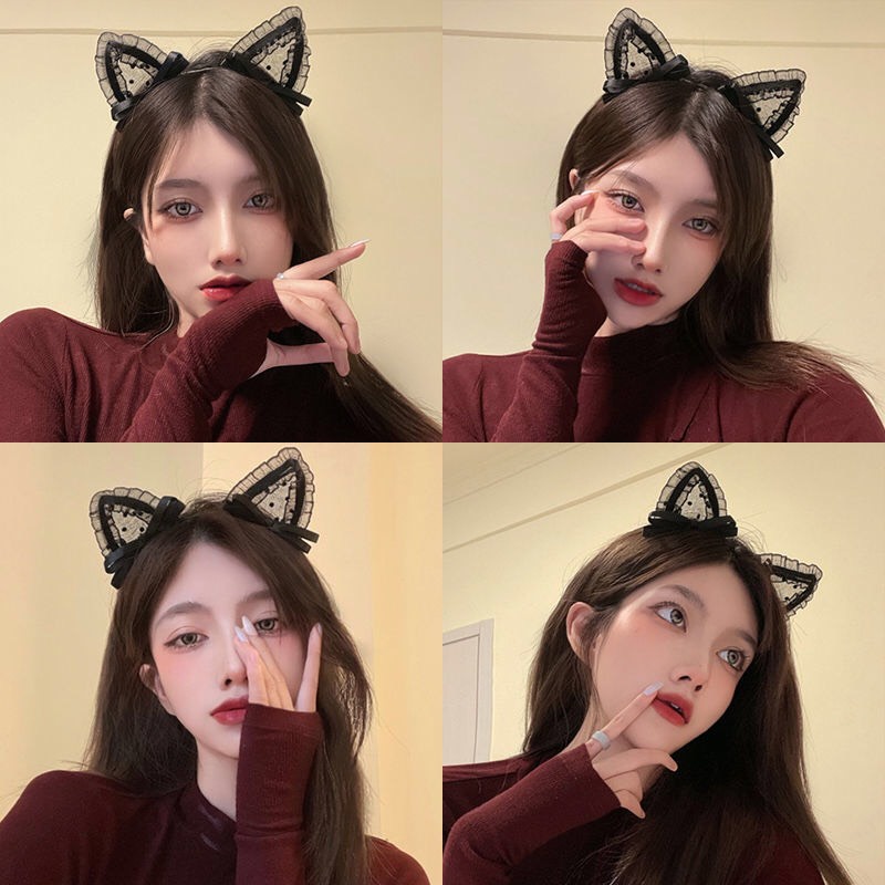 [Rẻ vô địch] Băng đô, cài tóc, bờm tóc cosplay tai mèo ren có chuông dễ thương quyến rũ phong cách Nhật Bản