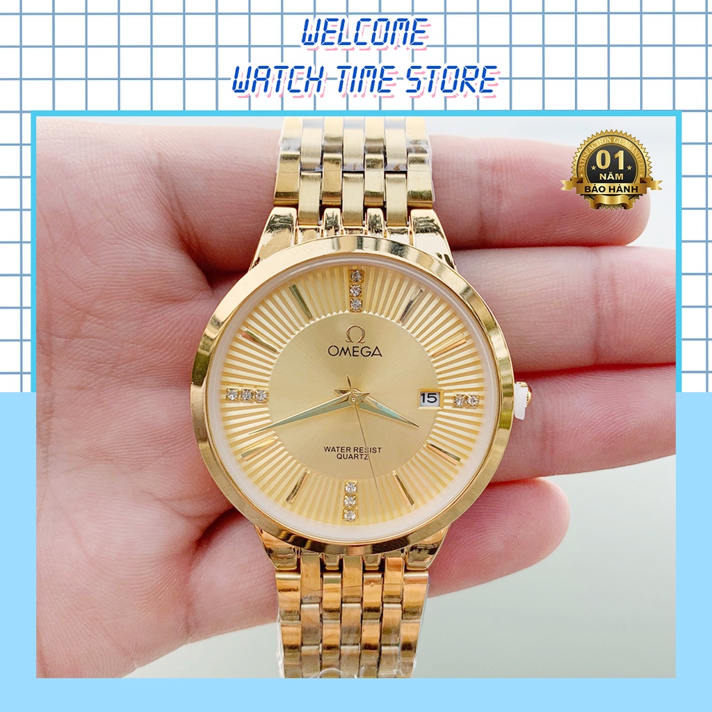 Đồng Hồ Nam Omega Vàng - Dây thép chống gỉ, Bảo hành 12 tháng