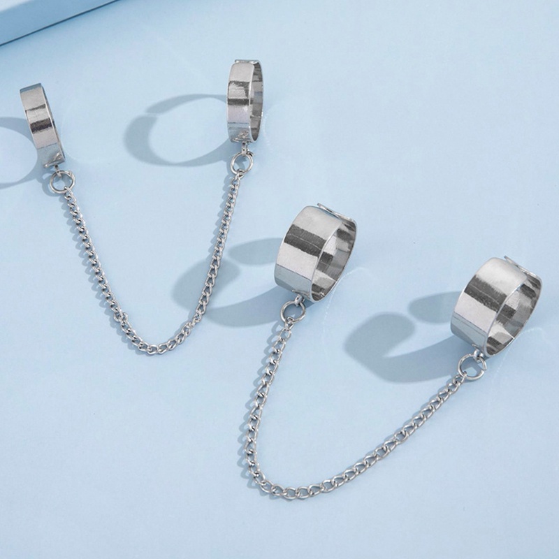 Set 2 Vòng Tay Dạng Dây Xích Màu Bạc Thời Trang Cho Cặp Đôi