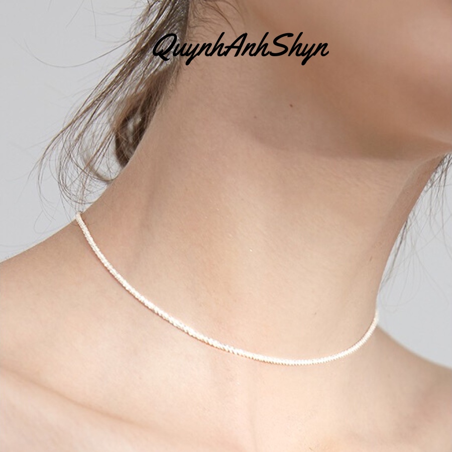 Dây chuyền bạc cho nữ thiết kế dạng bông xù sáng lấp lánh, vòng cổ trơn kiểu dáng đơn giản dễ phối đồ