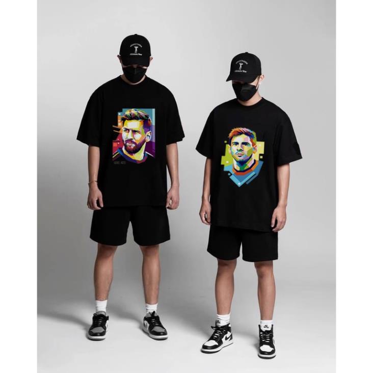 Áo Thun Lionel Messi  Áo Màu Trắng Và Đen Tay Ngắn,Nam Nữ Đều Mang Được Mã BD378 - In Hình Cầu Thủ Bóng Đá