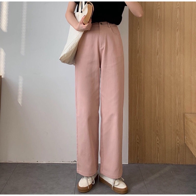 Quần Baggy Kaki Nữ Dáng Dài Ống Suông Rộng Ulzzang Hai Màu Trắng Đen, Labibi | BigBuy360 - bigbuy360.vn