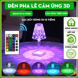 Đèn ngủ pha lê 3D cảm ứng ánh sáng 16 màu, điều khiển từ xa, pin sạc