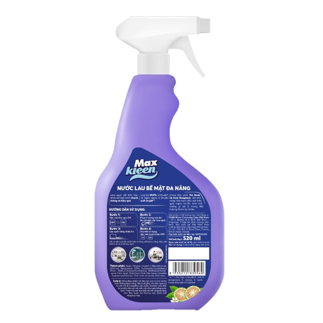 Nước Lau Bề Mặt Đa Năng MaxKleen 520ml