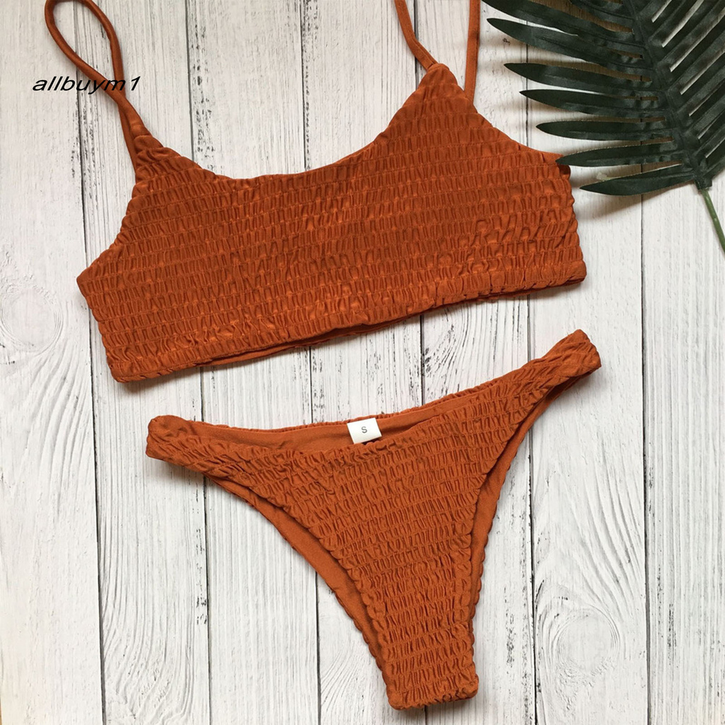 Set bikini hai mảnh màu trơn thời trang quyến rũ cho nữ