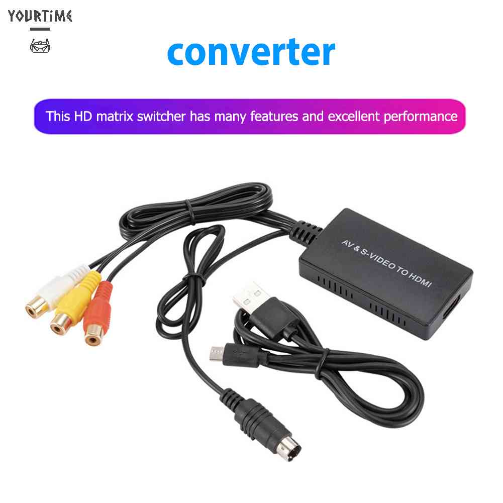 Bộ Chuyển Đổi RCA / AV S-Video Sang HDMI-compatible Đen