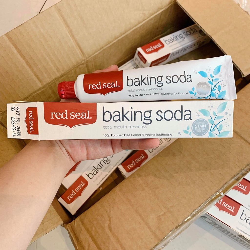 Kem đánh trắng răng Red Seal Baking Soda Úc đủ bill 100g