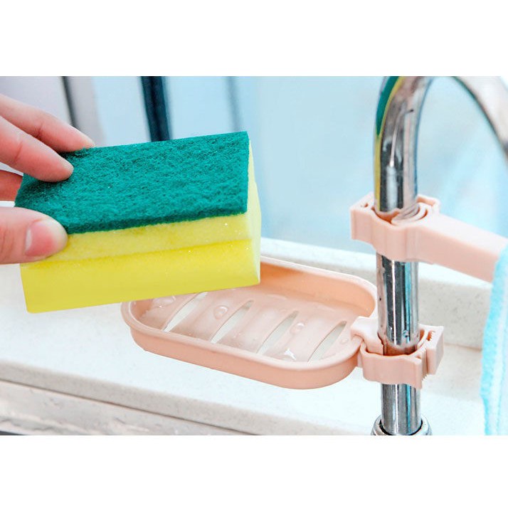 Kệ Treo Vòi Nước - Giá Treo Để Đồ Gác Bồn Rửa Chén Có Thanh Treo Khăn Tiện Dụng 7953