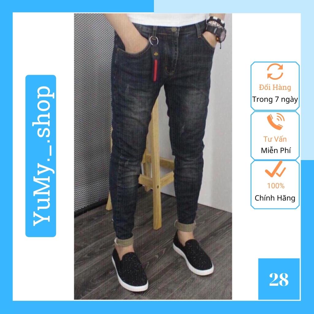 Quần Jean Nam Chất Bò Cao Cấp AD637TG Xanh Đen Cào Mẫu Mới Phong Cách Soái Ca