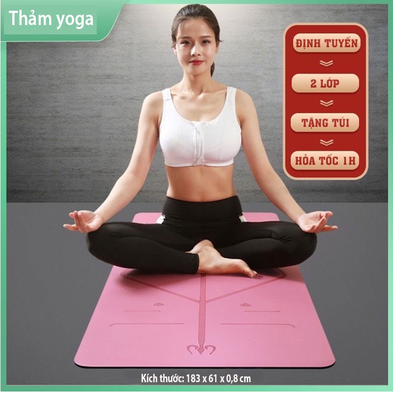 Thảm Tập Yoga Gym Định Tuyến 2 Lớp Cao Cấp An Toàn Sức Khỏe Thảm Yoga Gym Chất Liệu TPE Xốp Mềm Chống Trượt Dày 8mm TM11