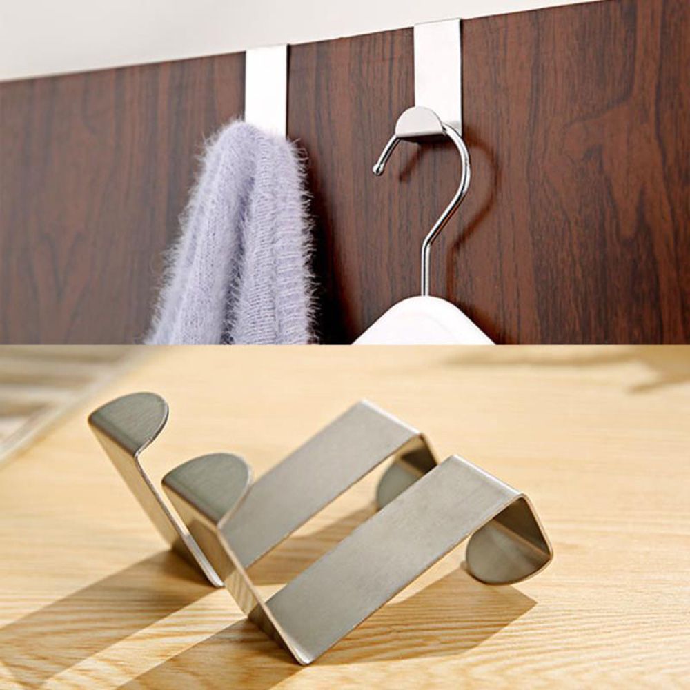 ❀SIMPLE❀ 2PCS New Door Hook Cabinet Draw Z-shape Clothes Hanger|Kitchen Tool Organizer Holder Stainless Steel