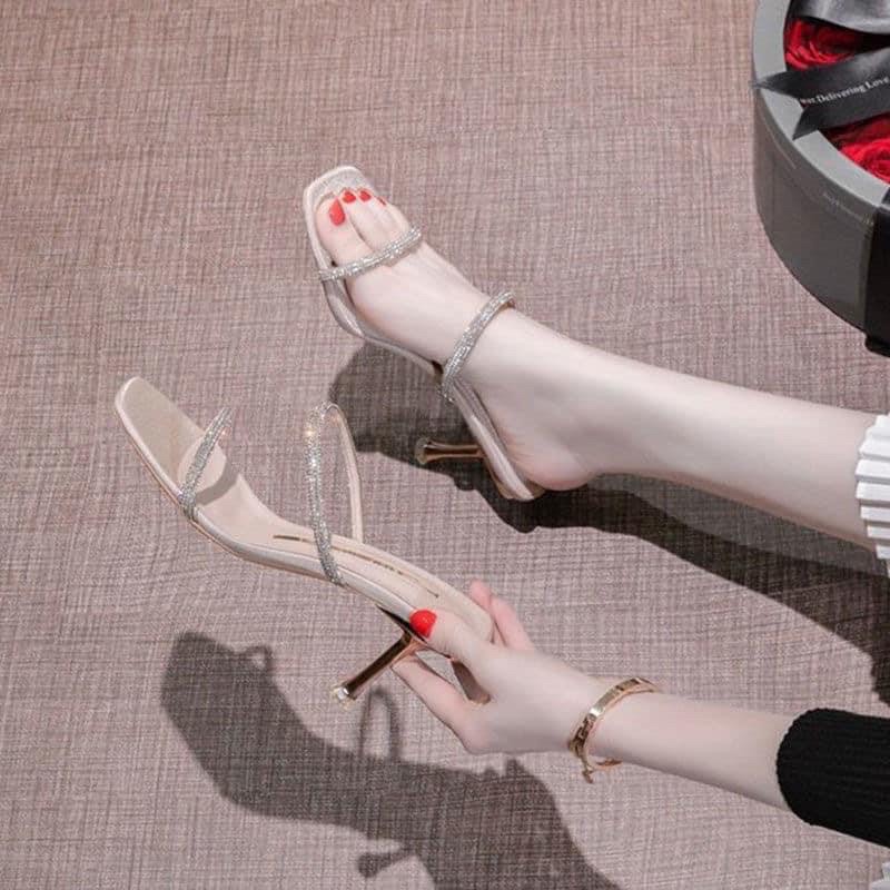 Sandal quai mảnh bling bling